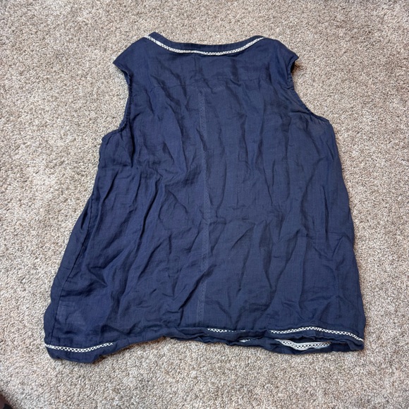 VINCE Navy Lace Insert Ramie Shell Tank size M - Picture 6 of 6